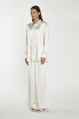 Champagne-Satin Diamante-Bow Shirt