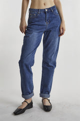 Mid-Stonewash Low-Rise Mom-Jeans