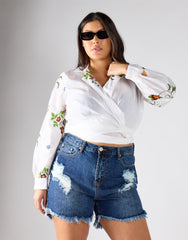 White Floral Blouse