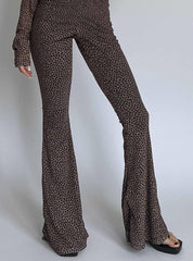 Leopard-Mesh Flared-Trousers