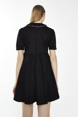 Black Floral-Statement-Collar Mini-Dress