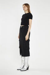 Cargo Midi Skirt - Washed Black