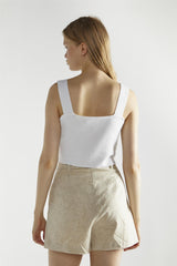 White Square-Neck-Tops