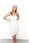 Off White Ribbed V-Neck Mini Dress