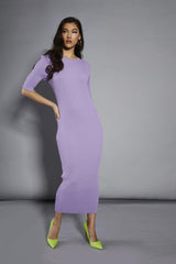 Lavender Rib-Knit Maxi-Dress