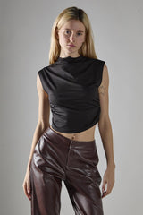 Black Mock Neck Crop-Top