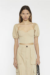 Sweetheart Neckline Crop top - Stone