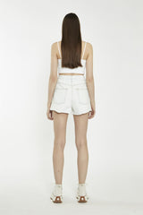 Bleach-Wash High-Waisted-Shorts