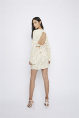 Orange Ditsy-Floral Mini-Dress