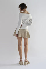 White Bardot Long-Sleeve Jumper