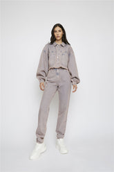 Pink-Tint Straight-Leg High-Waisted Jeans