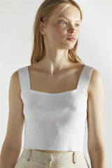 White Square-Neck-Tops
