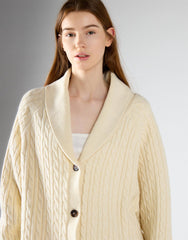 Cream Cable Knit Midi Length Cardigan