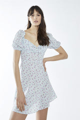 Mint-Lilac-Ditsy Sweetheart Mini-Dress