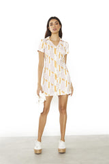 Retro Geo Button Front Mini Dress