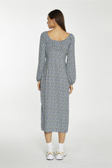 Scoop Neck Midaxi Dress - Blue Lime Ditsy