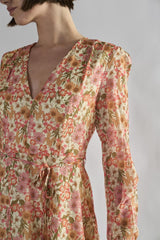 Vintage-Floral V-Neck Mini-Dresses