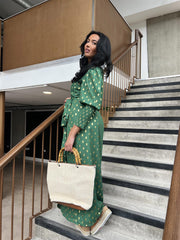 Forest Green Gold Spot Long-Dress