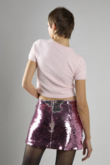 Pink-Sequin Mini-Skirts