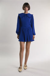 Blue Button-Down-Skater Mini-Dress