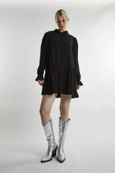 Black Collared Mini-Dress