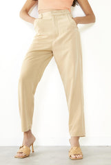 Rich-Sand High-Waisted Trousers