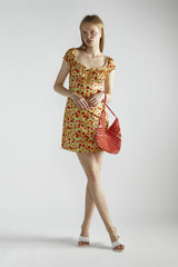 Apple-Green-Fruit Short-Sleeve-A-Line Mini-Dress