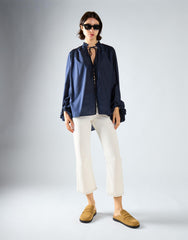 Navy Tie Chiffon Blouse