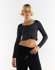 Black Round Neck Top