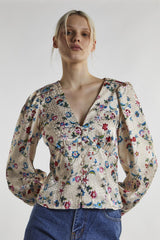Stone Multi Floral Long Sleeve Top