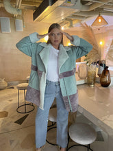 Seafoam-Green Mauve patchwork Coat