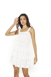 Off-White Shirred-Ruffle Mini-Dress
