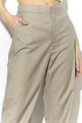 Taupe-Grey Tapered Crop-Trousers