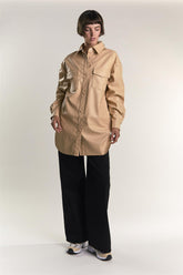 Honey PU Button Front Shirt