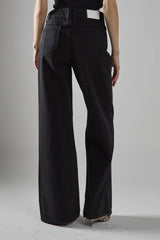 Washed-Black Wide-Leg Mid-Rise-Jeans