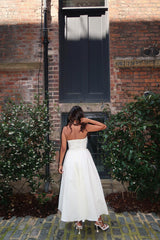 Vanilla Bandeau-Pleated Maxi-Dress