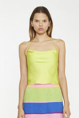 Tank Cropped Tops - Lime Green Sateen