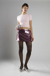 Pink-Sequin Mini-Skirts