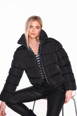 Black Puffer-Cropped Length-Jacket