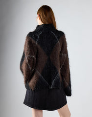 Black Brown Argyle Knit Jumper