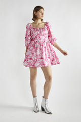 Pink Roses Skater Mini-Dress
