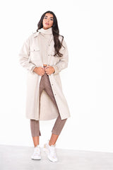 Modest Light Oatmeal Longline Jacket