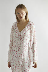 Pink Watercolour-Floral V-Neck Maxi-Dress