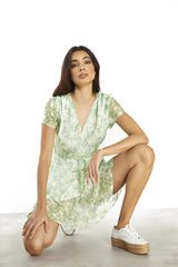 LADIES DRESS-APPLE GREEN DITSY-2XtraLarge