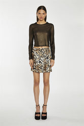 Large Natural Leopard Print Wrap Mini Skirt