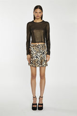 Large Natural Leopard Print Wrap Mini Skirt