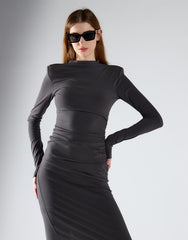 Dark Grey Bodycon Midi Dress