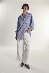 Embroidered Stripe Button Shirt