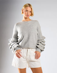 High Waist Rigid Denim Shorts - Ecru