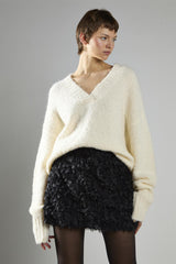 Black-3D-Flower Textured Mini-Skirts